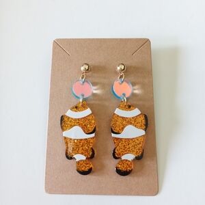 Gold Glitter Fish Earrings